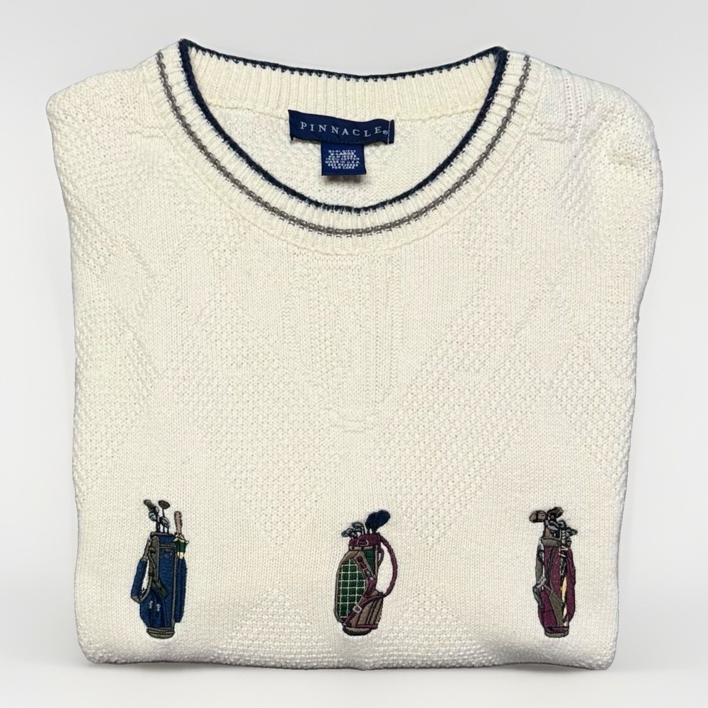 Vintage 90s Pinnacle Embroidered Golf Crewneck Sweater Men's XL Made In USA